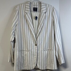 NWT Abercrombie & Fitch Linen Cotton Blend Striped Blazer Size XL
